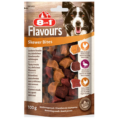 8in1 Flavours Skewer Bites Kuşbaşı Dilimli Çiğneme Köpek Ödülü 100 Gr 