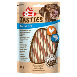 8in1 - 8in1 Tasties Twisters Tavuklu ve Balıklı Burgu Köpek Ödülü 85 Gr 