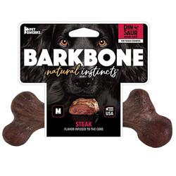 BarkBone - BarkBone Dinosaur Biftek Aromalı Bitmeyen Köpek Çiğneme Kemiği Küçük Boy 17 Cm 