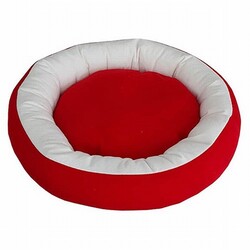 Bedspet - Bedspet Simit Kedi ve Küçük Irk Köpek Yatağı Kırmızı Beyaz 