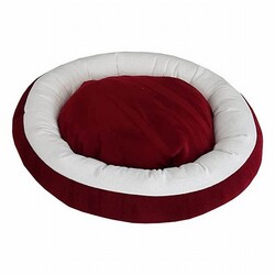 Bedspet - Bedspet Simit Kedi ve Küçük Irk Köpek Yatağı Bordo Beyaz 