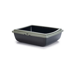 Beeztees - Beeztees Kalın Kenarlı Açık Kedi Tuvaleti Antrasit Mavi 48x38x14 Cm 