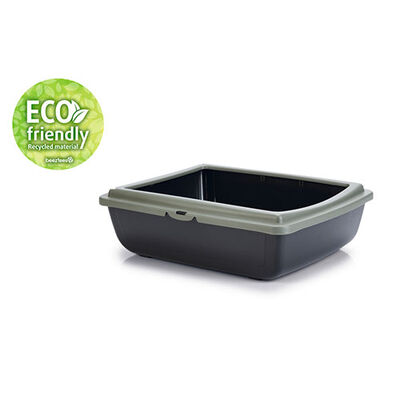 Beeztees Kalın Kenarlı Açık Kedi Tuvaleti Antrasit Mavi 48x38x14 Cm 