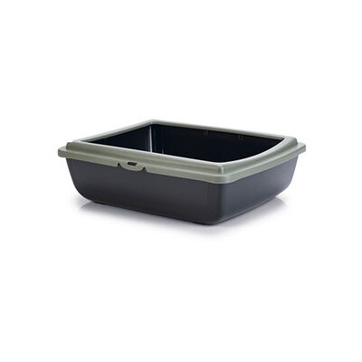 Beeztees Kalın Kenarlı Açık Kedi Tuvaleti Antrasit Mavi 48x38x14 Cm 