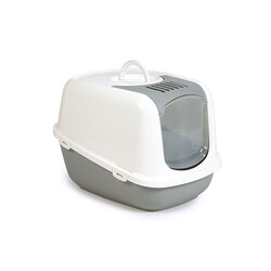 Beeztees - Beeztees Kapalı Kedi Tuvaleti Koku Filtreli Jumbo Gri Beyaz 66x48x46Cm 