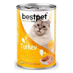 Bestpet - BestPet Parça Etli Hindi Etli Yetişkin Kedi Konservesi 6 Adet 400 Gr 