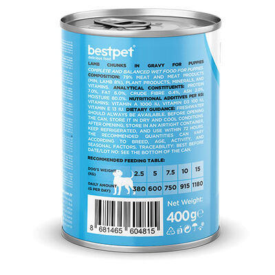 BestPet Parça Etli Kuzu Etli Yavru Köpek Konservesi 6 Adet 400 Gr 