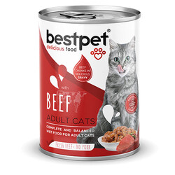 Bestpet - BestPet Parça Etli Sığrlı Etli Yetişkin Kedi Konservesi 12 Adet 400 Gr 