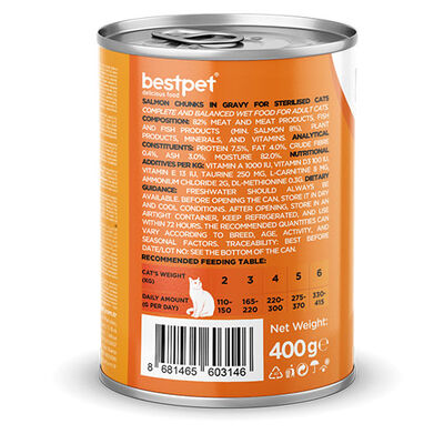 BestPet Parça Etli Somon Balıklı Yetişkin Kedi Konservesi 400 Gr 