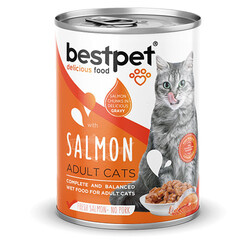 Bestpet - BestPet Parça Etli Somon Balıklı Yetişkin Kedi Konservesi 400 Gr 