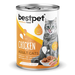 Bestpet - BestPet Parça Etli Tavuk Etli Yetişkin Kedi Konservesi 6 Adet 400 Gr 