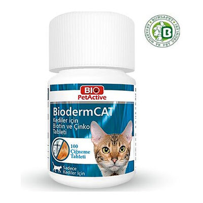 Bio PetActive Biodermcat Kediler İçin Biotin ve Çinko Tableti 30 Gr 