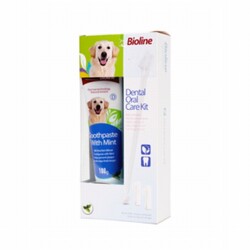 Bioline - Bioline Nane Aromalı Köpek Ağız Bakım Seti 100 Gr 