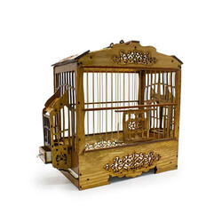 Birdlife - Birdlife Bombeli Lüx Oymalı Ahşap Kuş Kafesi 35x30x17 Cm 
