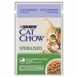 Cat Chow - Cat Chow Sterilised Pouch Kuzulu Kısırlaştırılmış Kedi Konservesi 12 Adet 85 Gr 