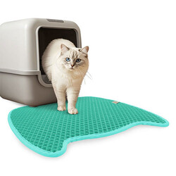 Cattie Açık Mavi Kum Toplayıcı Fonksiyonel Kedi Tuvalet Paspası 50 x 75 cm - Thumbnail