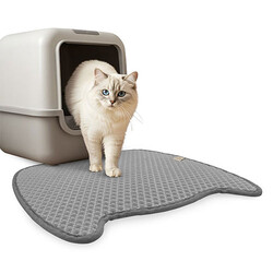 Cattie Gri Kum Toplayıcı Fonksiyonel Kedi Tuvalet Paspası 50 x 75 cm - Thumbnail