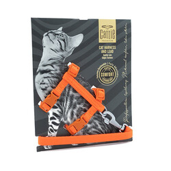 Cattie - Cattie Kedi Göğüs ve Gezdirme Tasma Takımı Turuncu 1x25-40 Cm 