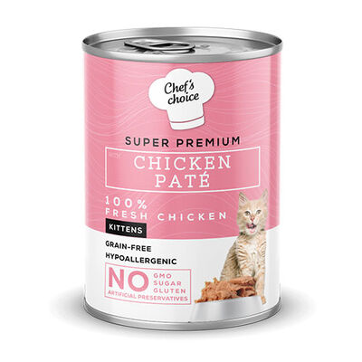 Chefs Choice Pate Chicken Kitten Tavuklu Tahılsız Yavru Kedi Konservesi 6 Adet 400 Gr 