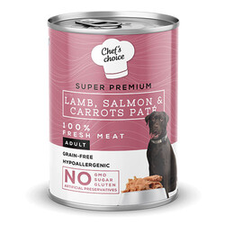 Chefs Choice - Chefs Choice Pate Kuzulu ve Somonlu Tahılsız Yetişkin Köpek Konservesi 6 Adet 400 Gr 