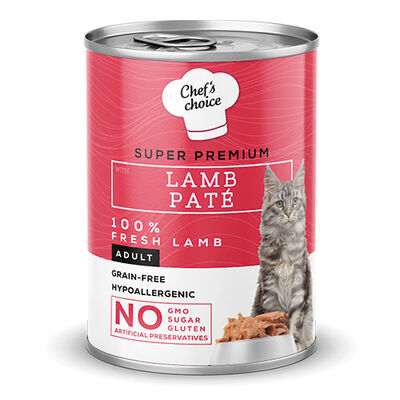 Chefs Choice Pate Lamb Kuzu Etli Tahılsız Yetişkin Kedi Konservesi 12 Adet 400 Gr 