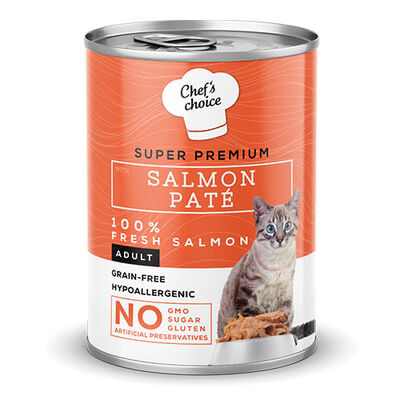 Chefs Choice Pate Somonlu Tahılsız Yetişkin Kedi Konservesi 6 Adet 400 Gr 