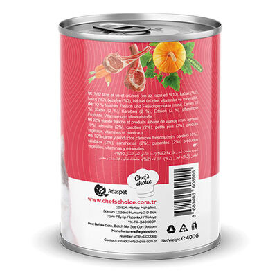 Chefs Choice Pumpkin Pate Lamb Kuzulu Balkabaklı Tahılsız Yetişkin Kedi Konservesi 6 Adet 400 Gr 
