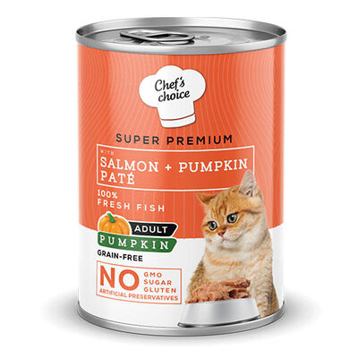 Chefs Choice Pumpkin Pate Somonlu Balkabaklı Tahılsız Yetişkin Kedi Konservesi 24 Adet 400 Gr 