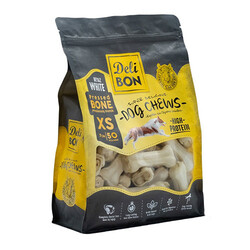 Delibon - Delibon Beyaz Pres Deri Kemik Köpek Ödülü XS 50'li 7 cm 