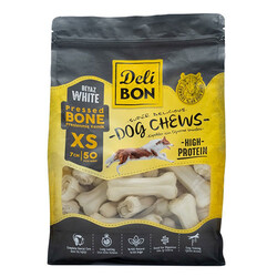 Delibon Beyaz Pres Deri Kemik Köpek Ödülü XS 50'li 7 cm - Thumbnail