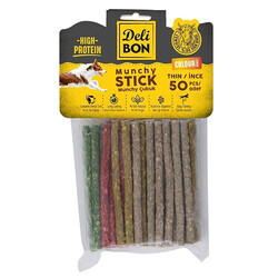 Delibon - Delibon Munchy Renkli İnce Deri Çubuk Köpek Ödülü 50'li 