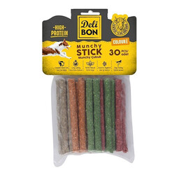 Delibon - Delibon Munchy Renkli Kalın Deri Çubuk Köpek Ödülü 30'lu 