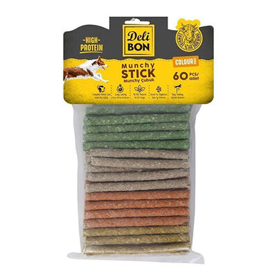 Delibon Munchy Renkli Kalın Deri Çubuk Köpek Ödülü 60'lı