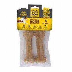 Delibon - Delibon Natürel Deri Pres Kemik Köpek Ödülü 2'li 12 Cm Small