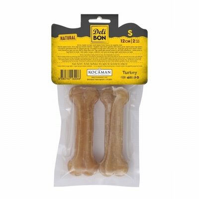 Delibon Natürel Deri Pres Kemik Köpek Ödülü 2'li 12 Cm Small