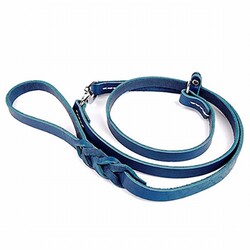 Doggie - Doggie Boğmalı Deri Eğitim Köpek Gezdirme Tasması Royalblue 1,1x180 Cm 