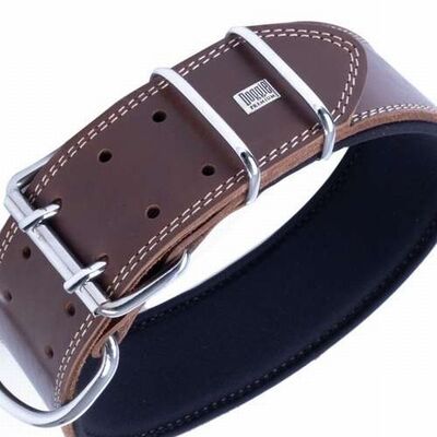 Doggie Çift Kat Deri Köpek Boyun Tasması Kahverengi 6x65-75 Cm 