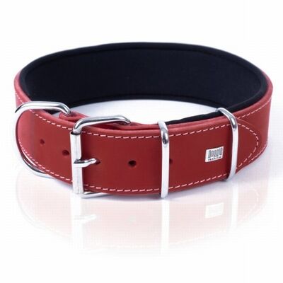 Doggie Çift Kat Deri Köpek Boyun Tasması Kırmızı 5x50-60 Cm 