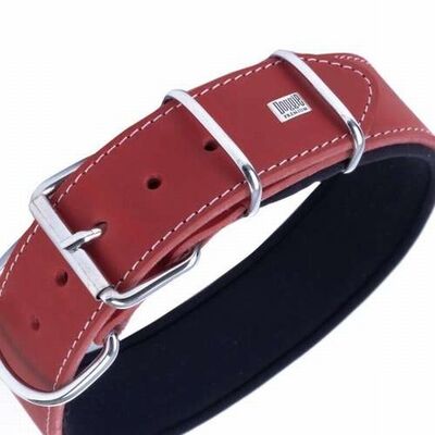 Doggie Çift Kat Deri Köpek Boyun Tasması Kırmızı 5x50-60 Cm 