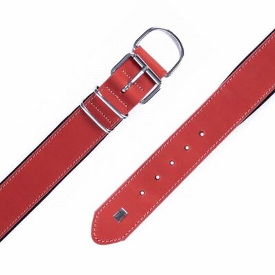 Doggie Çift Kat Deri Köpek Boyun Tasması Kırmızı 5x50-60 Cm 