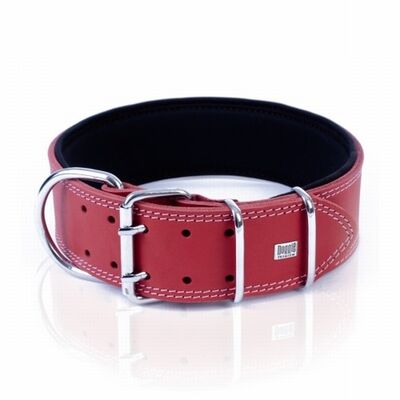 Doggie Çift Kat Deri Köpek Boyun Tasması Kırmızı 6x60-70 Cm 
