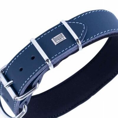 Doggie Çift Kat Deri Köpek Boyun Tasması Royalblue 4x52-60 Cm 