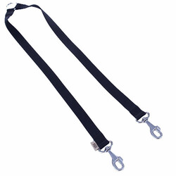 Doggie - Doggie Dokuma İkili Köpek Gezdirme Aparatı Siyah 2,5x70-60 Cm 