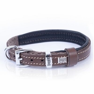 Doggie Yumuşak Firstclass Deri Köpek Boyun Tasması Kahverengi 1,5x20-25 Cm 