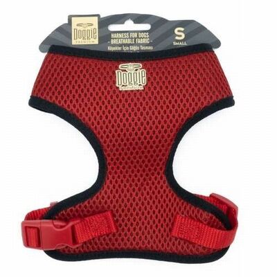 Doggie Havalı Dokuma Küçük Irk Köpek Göğüs Tasması Kırmızı 1,5x25-35 Cm 