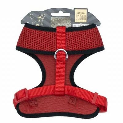 Doggie Havalı Dokuma Küçük Irk Köpek Göğüs Tasması Kırmızı 1,5x25-35 Cm 