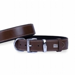 Doggie - Doggie Konfor Deri Köpek Boyun Tasması Kahverengi 3,5x47 55 Cm 