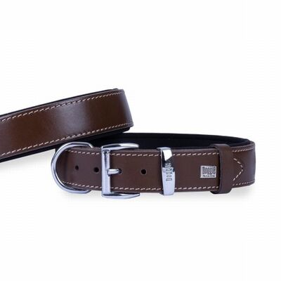 Doggie Konfor Deri Köpek Boyun Tasması Kahverengi 3,5x52 60 Cm 