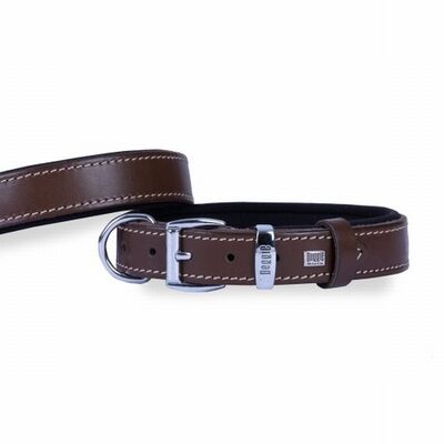Doggie Konfor Deri Köpek Boyun Tasması Kahverengi 3x42 50 Cm 