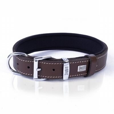 Doggie Konfor Deri Köpek Boyun Tasması Kahverengi 3x42 50 Cm 